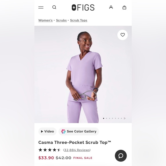 Figs Lavender Dew Scrub Top and Pants Set Kade Cargo - Picture 8 of 10